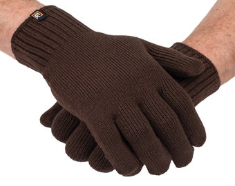 Wool Knit Gloves - Made in the USA - Super Soft Merino Wool - X-Large - Harvest Brown