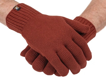Wool Knit Gloves - Made in the USA - Super Soft Merino Wool - X-Large - Copper