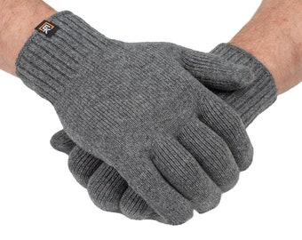 Guantes de lana - Fabricados en EE. UU. - Lana merino supersuave - Extra grandes - Gris