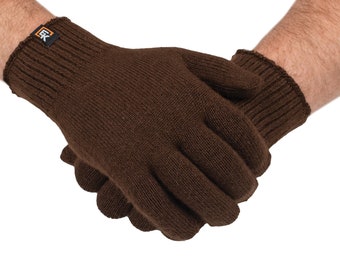 Alpaca Knit Gloves - Made in the USA - Super Soft Baby Alpaca - Large - Harvest Brown
