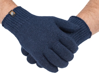 Alpaca Knit Gloves - Made in the USA - Super Soft Baby Alpaca - Large - Navy