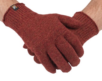 Alpaca Knit Gloves - Made in the USA - Super Soft Baby Alpaca - Large - Copper