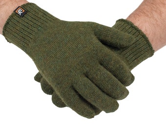 Alpaca Knit Gloves - Made in the USA - Super Soft Baby Alpaca - Large - Moss Green