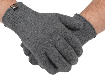 Alpaca Knit Gloves - Made in the USA - Super Soft Baby Alpaca - Large - Grey