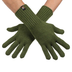 Wool Knit Gloves - Made in the USA - Super Soft Merino Wool - Small - Green