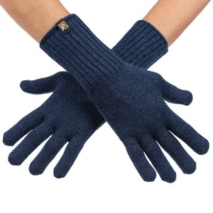 Wool Knit Gloves - Made in the USA - Super Soft Merino Wool - Small - Navy