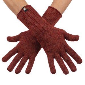Alpaca Knit Gloves - Made in the USA - Super Soft Baby Alpaca - Small - Copper