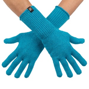 Alpaca Knit Gloves - Made in the USA - Super Soft Baby Alpaca - Small - Teal