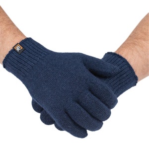 Alpaca Knit Gloves - Made in the USA - Super Soft Baby Alpaca - Large - Navy