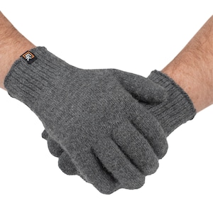 Alpaca Knit Gloves - Made in the USA - Super Soft Baby Alpaca - Large - Grey
