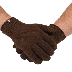 Alpaca Knit Gloves - Made in the USA - Super Soft Baby Alpaca - Large - Harvest Brown