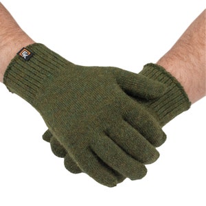 Alpaca Knit Gloves - Made in the USA - Super Soft Baby Alpaca - Large - Moss Green