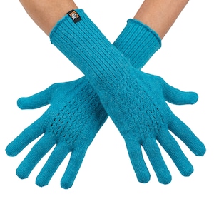 Alpaca Mesh Knit Gloves - Made in the USA - Super Soft Baby Alpaca - Small - Teal