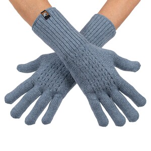 Wool Mesh Knit Gloves - Made in the USA - Super Soft Merino Wool - Small - Blue Grey