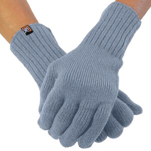 Merino Wool Knit Gloves for Women Super Soft Merino Wool Made in the USA Blue Grey
