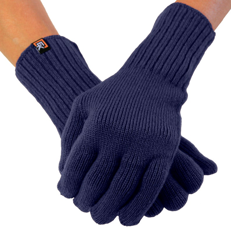 Merino Wool Knit Gloves for Women Super Soft Merino Wool Made in the USA Blue