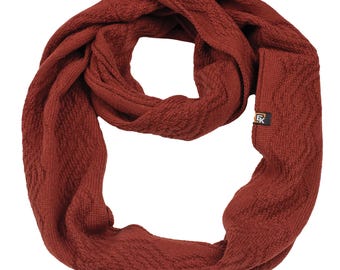 Merino Wool Infinity Scarf for Women, Made in USA, Soft Knit Loop Scarf, Lightweight Winter Neck Warmer, Natural Fiber Gift, Copper