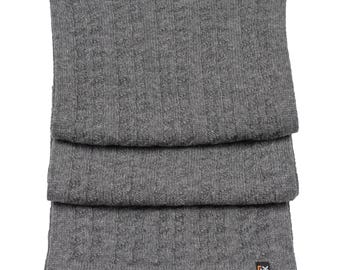 Merino Wool Scarf, Made in USA, Soft Winter Scarf for Men and Women, Lightweight Knit Neck Wrap, Natural Fiber Gift, Grey