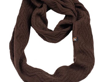 Merino Wool Infinity Scarf for Women, Made in USA, Soft Knit Loop Scarf, Lightweight Winter Neck Warmer, Natural Fiber Gift, Harvest Brown