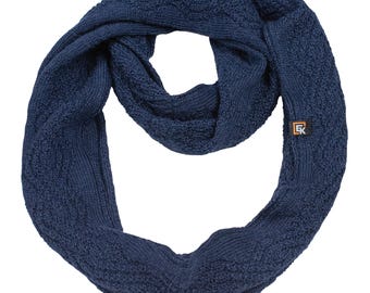 Baby Alpaca Infinity Scarf for Women, Made in USA, Soft Knit Loop Scarf, Lightweight Winter Neck Warmer, Natural Fiber Gift, Navy Blue