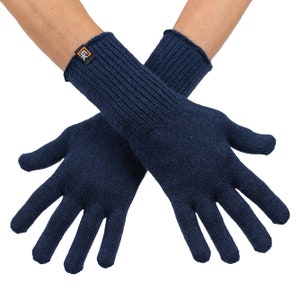 Alpaca Knit Gloves - Made in the USA - Super Soft Baby Alpaca - Small - Navy