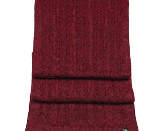 Baby Alpaca Scarf, Made in USA, Soft Luxury Winter Scarf for Men and Women, Lightweight Knit Neck Wrap, Natural Fiber Gift, Burgundy