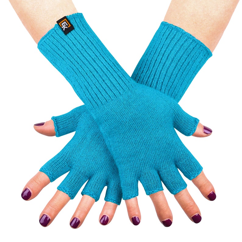 Fingerlose Alpaka-Handschuhe für Damen superweiches Baby-Alpaka hergestellt in den USA Teal