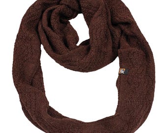 Baby Alpaca Infinity Scarf for Women, Made in USA, Soft Knit Loop Scarf, Lightweight Winter Neck Warmer, Natural Fiber Gift, Harvest Brown