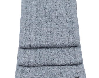 Baby Alpaca Scarf, Made in USA, Soft Luxury Winter Scarf for Men and Women, Lightweight Knit Neck Wrap, Natural Fiber Gift, Blue Grey