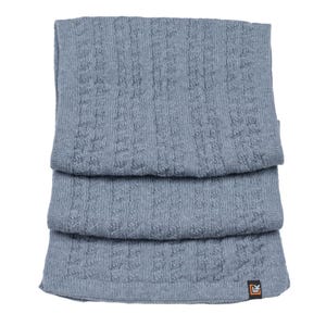 Wool Flat Knit Scarf for Men or Women - Super Soft Merino Wool - Made in the USA - Blue Grey