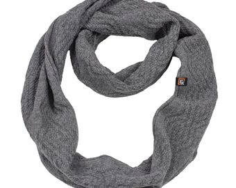 Merino Wool Infinity Scarf for Women, Made in USA, Soft Knit Loop Scarf, Lightweight Winter Neck Warmer, Natural Fiber Gift, Grey