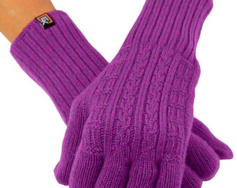 Merino Wool Cable Knit Gloves for Women - Super Soft Merino Wool - Made in the USA