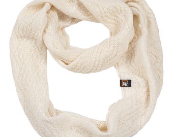 Baby Alpaca Infinity Scarf for Women, Made in USA, Soft Knit Loop Scarf, Lightweight Winter Neck Warmer, Natural Fiber Gift, Natural