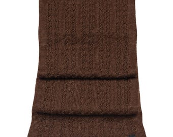 Baby Alpaca Scarf, Made in USA, Soft Luxury Winter Scarf for Men and Women, Lightweight Knit Neck Wrap, Natural Fiber Gift, Harvest Brown