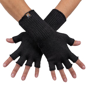 Vingerloze alpacahandschoenen - gemaakt in de VS - superzachte baby-alpaca - klein - zwart