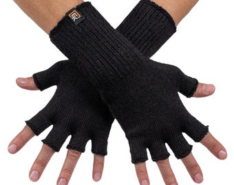 Alpaca Fingerless Gloves - Made in the USA - Super Soft Baby Alpaca - Small - Black