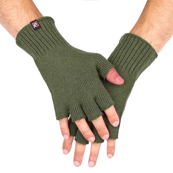 Merino Wool Fingerless Gloves for Men - Super Soft Merino Wool - Made in The USA