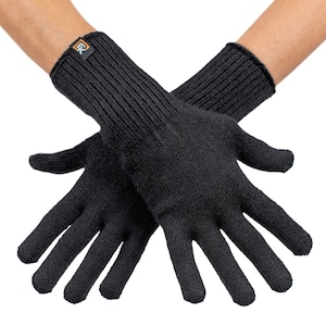 Alpaca Knit Gloves - Made in the USA - Super Soft Baby Alpaca - Small - Black