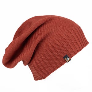 Wool Slouchy Beanie Hat - Super Soft Merino Wool - Made in the USA - Copper