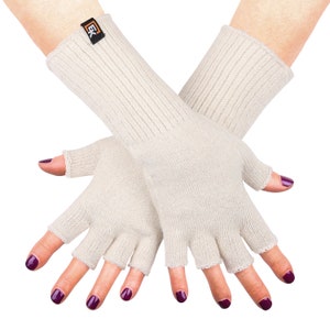 Fingerlose Alpaka-Handschuhe für Damen superweiches Baby-Alpaka hergestellt in den USA Natural