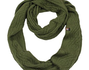 Merino Wool Infinity Scarf for Women, Made in USA, Soft Knit Loop Scarf, Lightweight Winter Neck Warmer, Natural Fiber Gift, Green