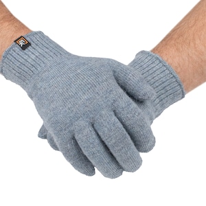 Alpaca Knit Gloves - Made in the USA - Super Soft Baby Alpaca - Large - Blue Grey