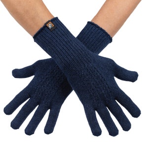 Alpaca Mesh Knit Gloves - Made in the USA - Super Soft Baby Alpaca - Small - Navy