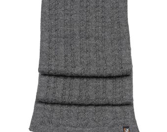 Baby Alpaca Scarf, Made in USA, Soft Luxury Winter Scarf for Men and Women, Lightweight Knit Neck Wrap, Natural Fiber Gift, Grey