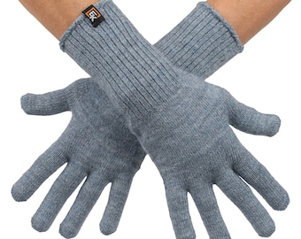 Baby Alpaca Gloves for Women, Made in USA, Soft Lightweight Winter Knit Gloves, Driving Gloves, Walking Gloves, Small, Blue Grey