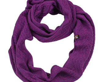 Merino Wool Infinity Scarf for Women, Made in USA, Soft Knit Loop Scarf, Lightweight Winter Neck Warmer, Natural Fiber Gift, Viola Melange