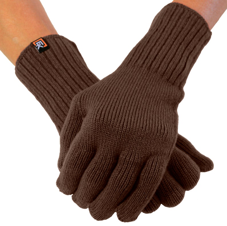 Merino Wool Knit Gloves for Women Super Soft Merino Wool Made in the USA Brown