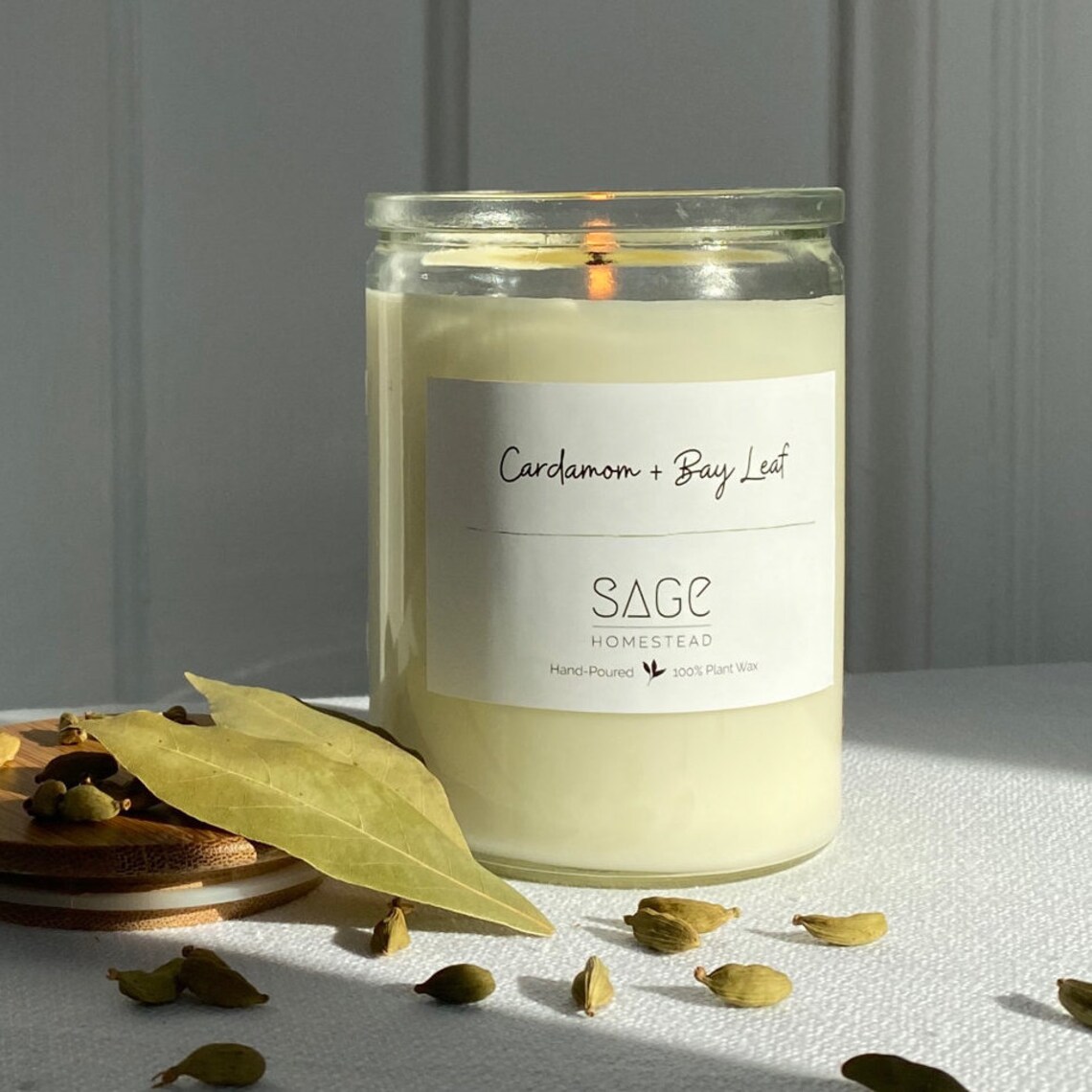 Cardamom Bay Leaf Candle 11 oz. 100 Plant Wax Etsy