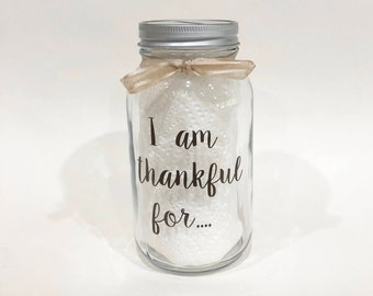 Grato per Mason Jar Bank, Barattolo della gratitudine, Banca della gratitudine, Barattolo di vetro della gratitudine, Conta le tue benedizioni, Banca personalizzata, Mason Jar Bank