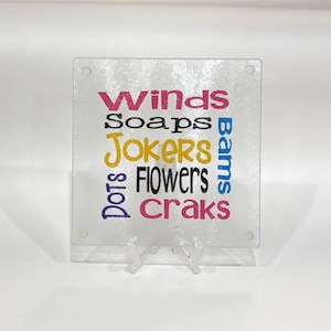 Mah Jongg Square Glass Cutting Board, Mah Jong Glass Cheese Board, Mah Jongg Player Gift, Glass Cheese Cutting Board, Grandma Gift